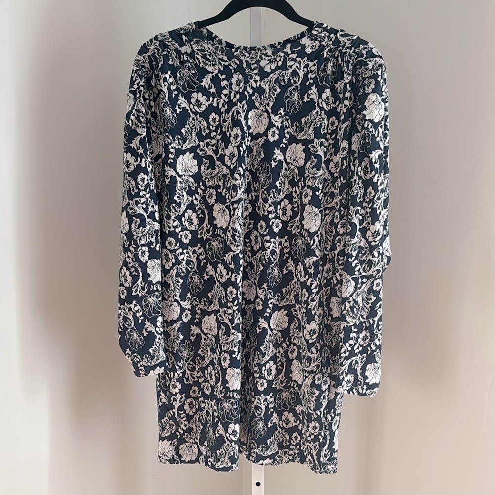 ZARA Navy Floral Jacquard Tunic Dress Size Medium - Picture 4 of 7